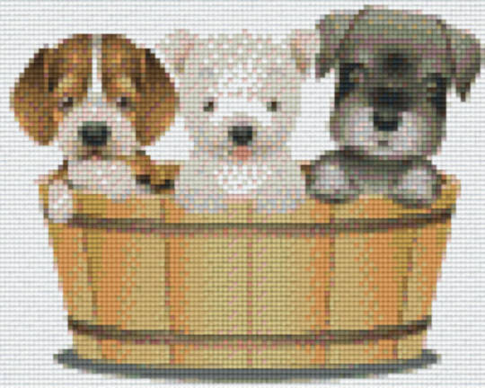 3 Little Puppies In Basket Four [4] Baseplatge PixelHobby Mini-mosaic Art Kit